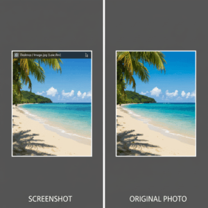 perbandingan foto screenshot dan original