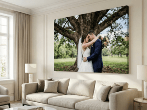 konsep foto pernikahan dalam ukuran besar (statement piece)