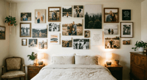 Inspirasi Cetak Kanvas untuk Dekorasi Kamar Aesthetic konsep gallery wall (dinding galeri)