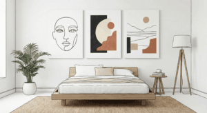 Inspirasi Cetak Kanvas untuk Dekorasi Kamar Aesthetic konsep line art & abstrak minimalis