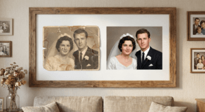 Inspirasi Hadiah untuk Orang Tua konsep restorasi foto pernikahan lawas