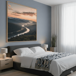 Pemandangan alam canvasa print di kamar tidur modern