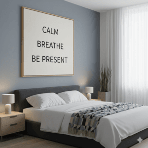 Tempat tidur dengan quote canvas print