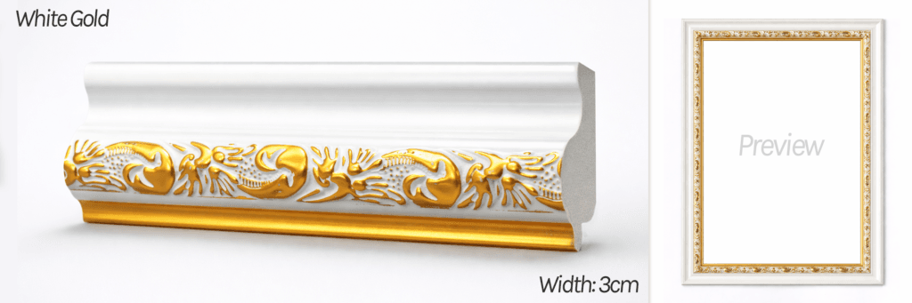 Cetak Foto Kanvas Frame Ornament Frame Ornament 3cm White Gold