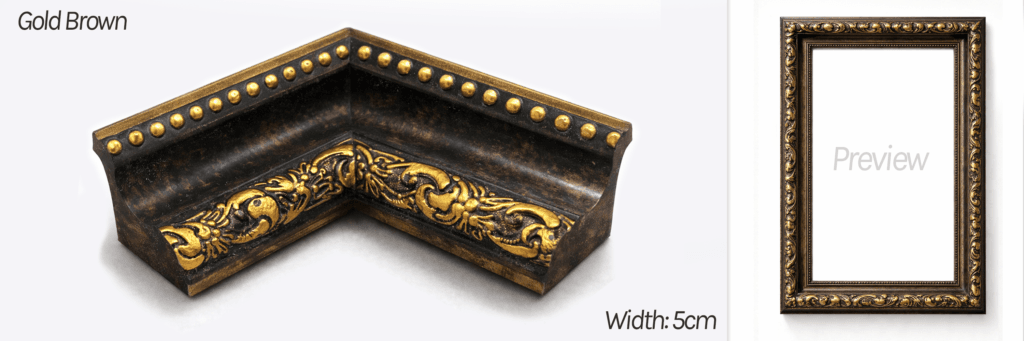 Cetak Foto Kanvas Frame Ornament Frame Ornament 5cm Gold Brown