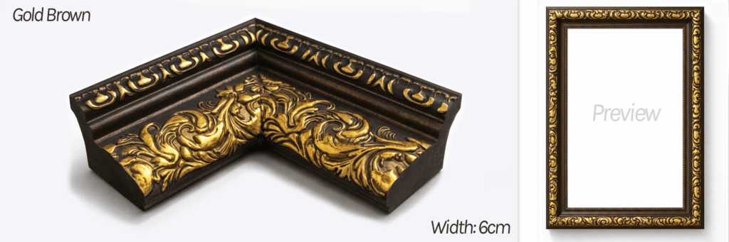 Cetak Foto Kanvas Frame Ornament Frame Ornament 6cm Gold Brown