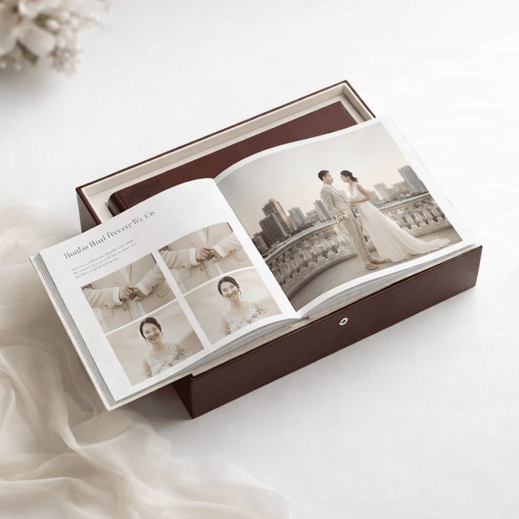 Photobook Wedding Premium dengan hardcover kulit