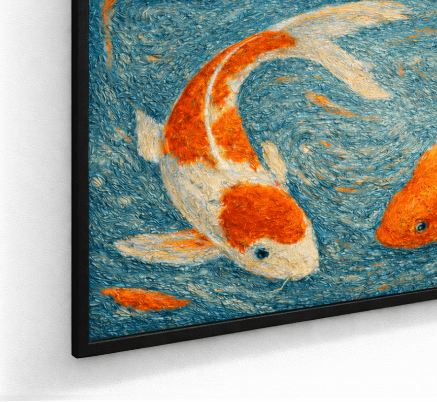 Ikan koi oranye dan putih