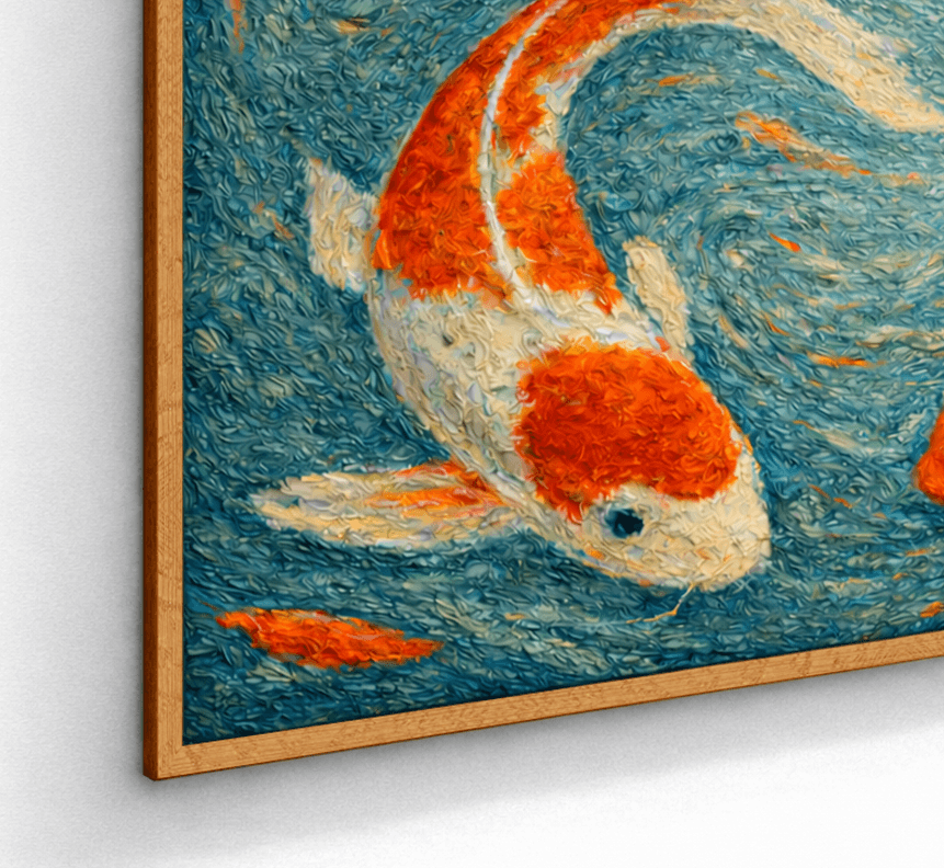Ikan koi artistik lukisan cat minyak