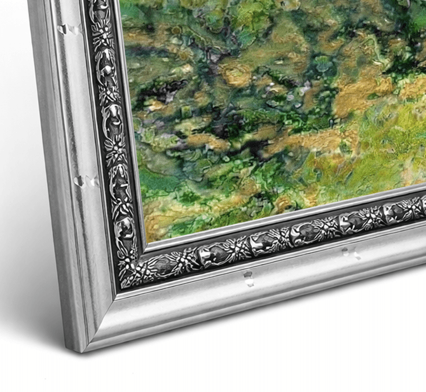 Frame ornament lukisan dengan warna silver