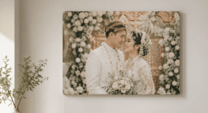 Pasangan pengantin Indonesia bahagia